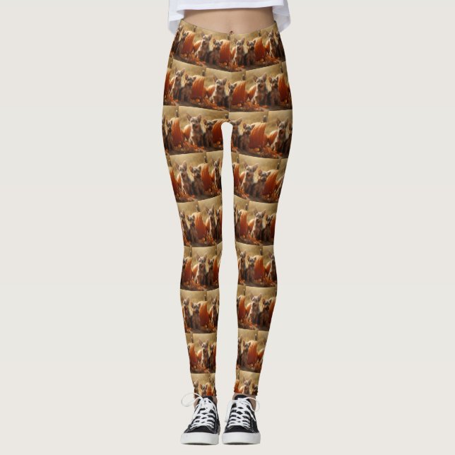 Australische Terrier Welpe Autumn Delight Pumpkin Leggings (Vorderseite)