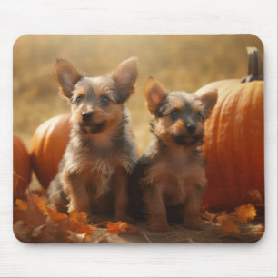 Australische Terrier Welpe Autumn Delight Pumpkin Mousepad