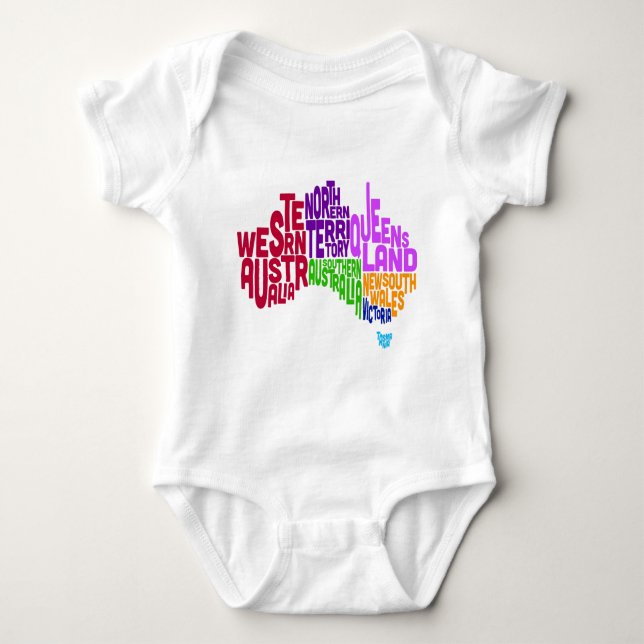 Australische Textkarte Baby Strampler (Vorderseite)