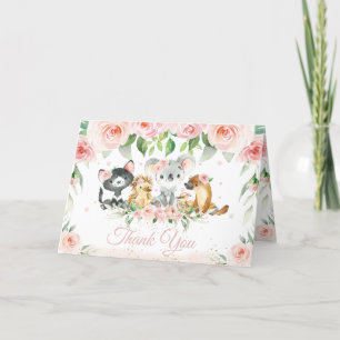Australische Tiere Blush Pink Floral Baby Dusche   Dankeskarte