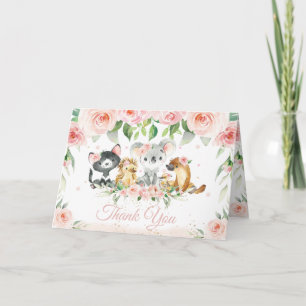 Australische Tiere Blush Pink Floral Baby Dusche   Dankeskarte