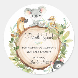 Australische Tiere Koala Birthday Baby Shower Runder Aufkleber