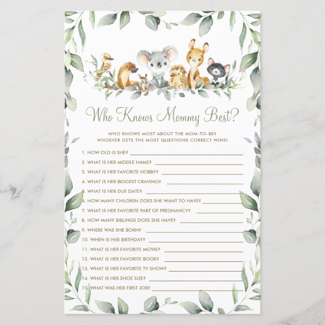 Australische Tiere Koala, die Mommy Best Game kenn (Vorderseite)