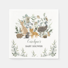 Australische Tiere Leafy Eucalyptus Baby Shower Serviette