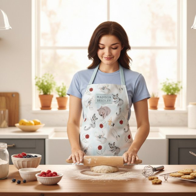 Australische Tiere Niedlich Watercolor Personalisi Schürze (Von Creator hochgeladen)