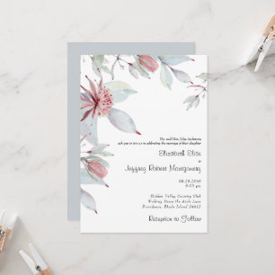 Australische tropische Blumenstaubblaue Hochzeit Einladung