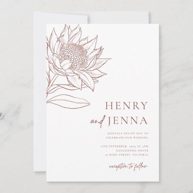 Australische Ureinwohner Botanicals Waratah Protea Einladung (Vorderseite)