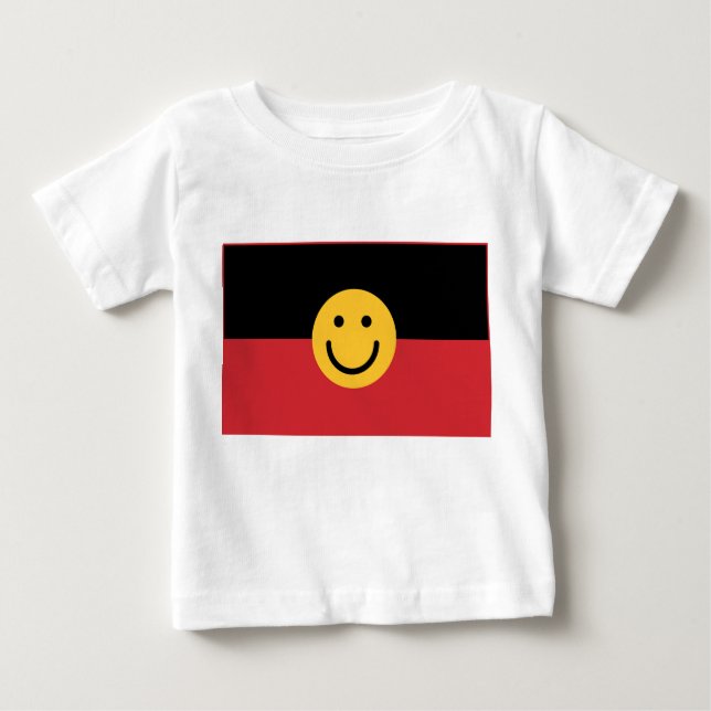 Australische Ureinwohner-Flagge mit Lächelgesicht Baby T-shirt (Vorderseite)