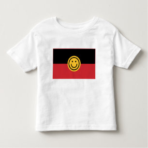 Australische Ureinwohner-Flagge mit Lächelgesicht Kleinkind T-shirt