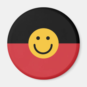 Australische Ureinwohner-Flagge mit Lächelgesicht Magnet