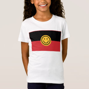 Australische Ureinwohner-Flagge mit Lächelgesicht T-Shirt