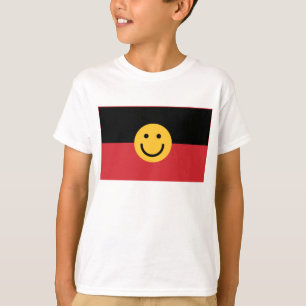 Australische Ureinwohner-Flagge mit Lächelgesicht T-Shirt
