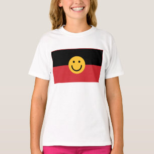 Australische Ureinwohner-Flagge mit Lächelgesicht T-Shirt