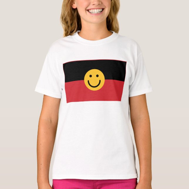 Australische Ureinwohner-Flagge mit Lächelgesicht T-Shirt (Vorderseite)