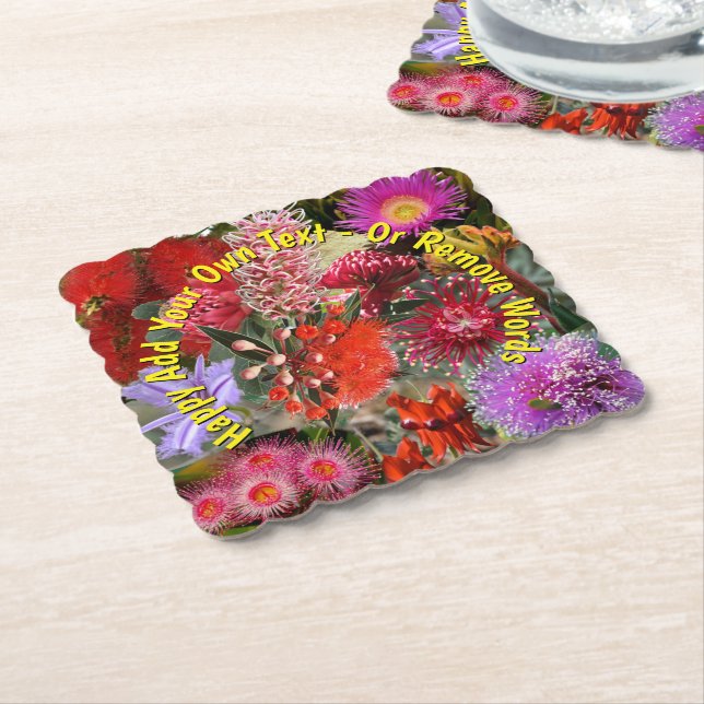 Australische Ureinwohner Wild Blume Scalloped Squa Untersetzer (angewinkelt)