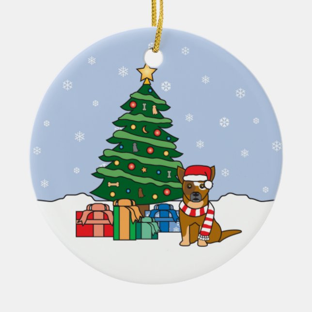 Australische Vieh-Hundeweihnachtsverzierung Keramik Ornament (Vorne)