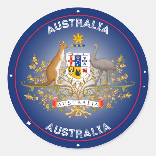 Australische Wappen-Circle-Form Runder Aufkleber (Vorderseite)