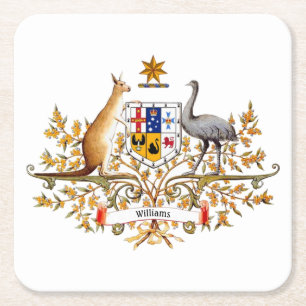 Australische Wappen - Dein Text Rechteckiger Pappuntersetzer