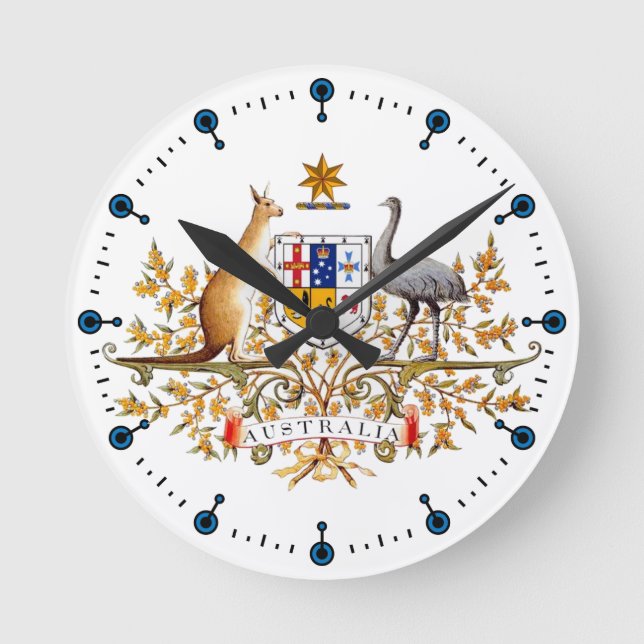 Australische Wappen-Uhr Runde Wanduhr (Vorderseite)