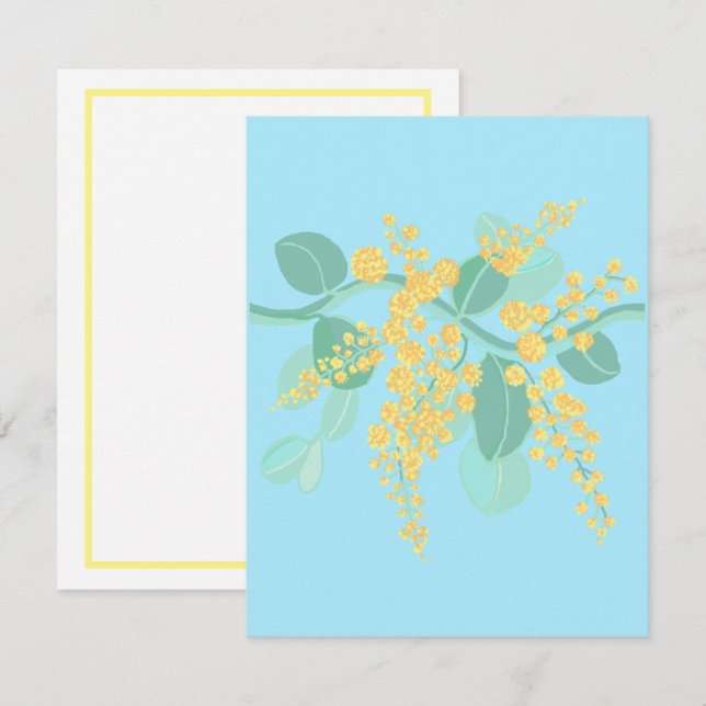 Australische Wattle Enclosure Card RSVP Karte (Vorne/Hinten)