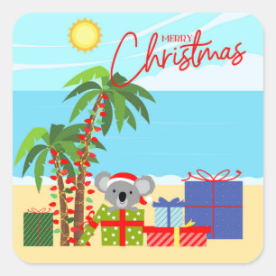 Australische Weihnachten Quadratischer Aufkleber