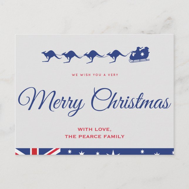 Australische Weihnachtspostkarten Flag Kangaroo Me Postkarte (Vorderseite)