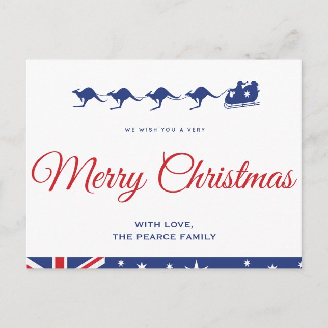 Australische Weihnachtspostkarten Kangaroo Aussie Postkarte (Vorderseite)