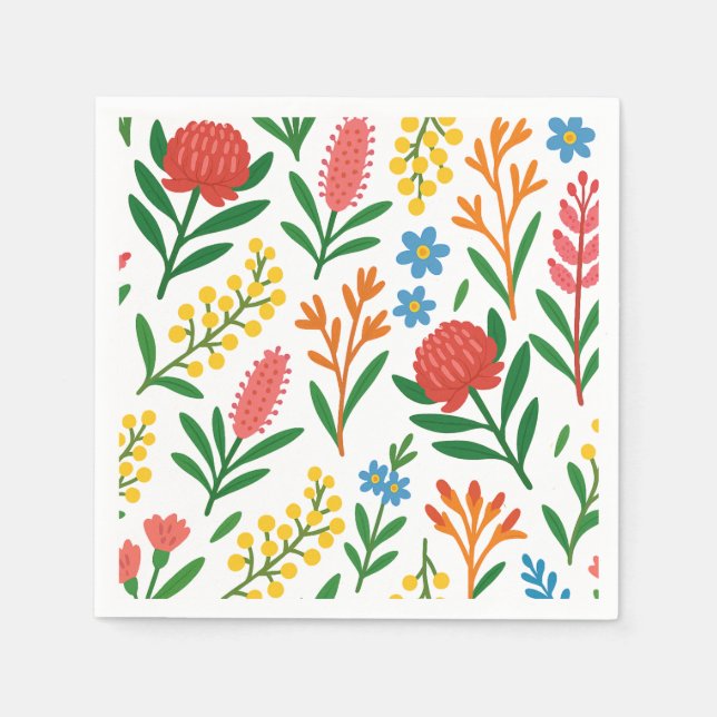 Australische Wildblumen Buntes Papier Servietten  (Vorderseite)