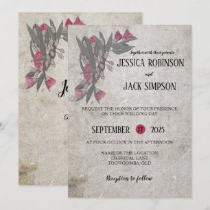 Australische Wildblumen-Gummibaum-Hochzeitseinladu Einladung