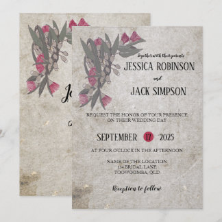 Australische Wildblumen-Gummibaum-Hochzeitseinladu Einladung