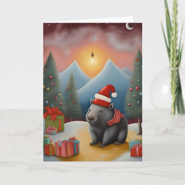 Australische Wombat Weihnachten Karte (Vorderseite)
