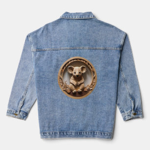 Australischer Baumhugger: Koala Bärenholz Print Jeansjacke