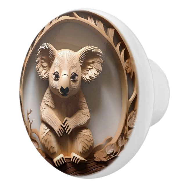 Australischer Baumhugger: Koala Bärenholz Print Keramikknauf (Rechts)
