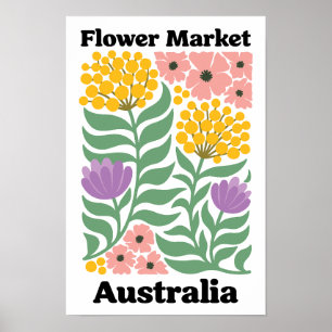 Australischer Blumenmarkt Golden Wattle Rosa Blüte Poster