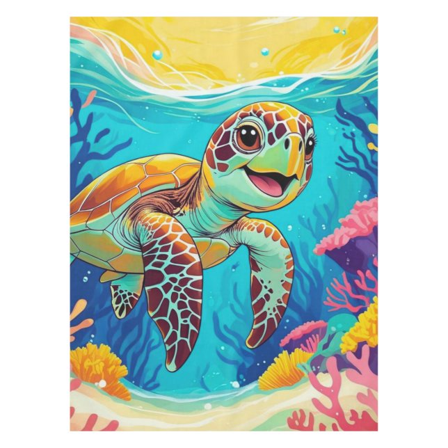 Australischer Boho-Schildkröten-Tischdecke | Sunny Tischdecke (Vorderseite)