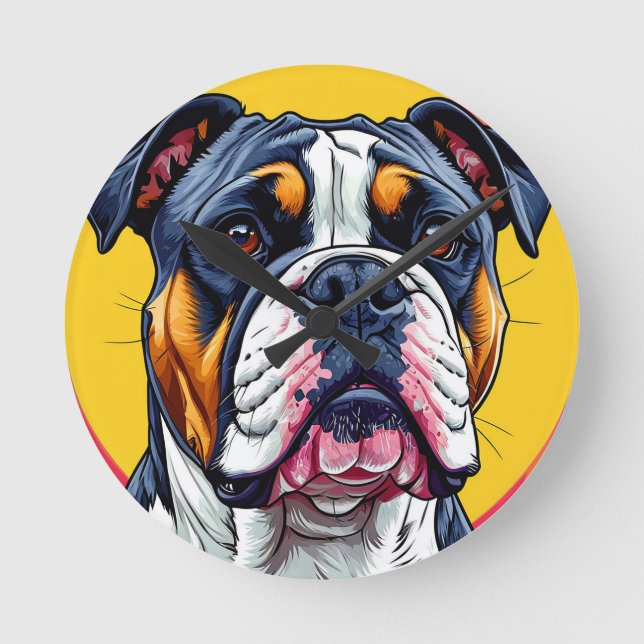 Australischer Bulldog Runde Wanduhr (Vorderseite)