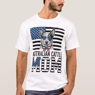 Australischer Cattle Dog Mama Patriotisches Vintag T-Shirt