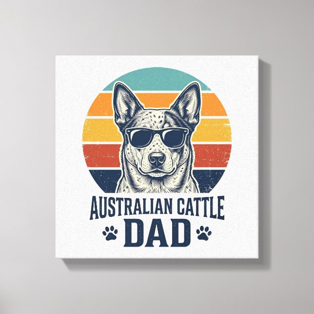 Australischer Cattle Dog Vater Vintage Sonnenunter Leinwanddruck (Vorderseite)