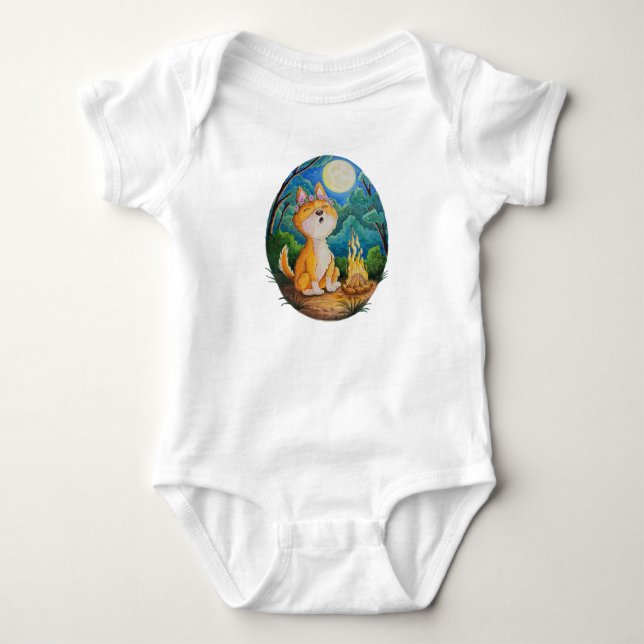 Australischer Dingo heult auf Baby-Romper-Anzug Baby Strampler (Vorderseite)
