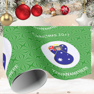 Australischer Flagge Weihnachtsengel Personalisier Geschenkpapier