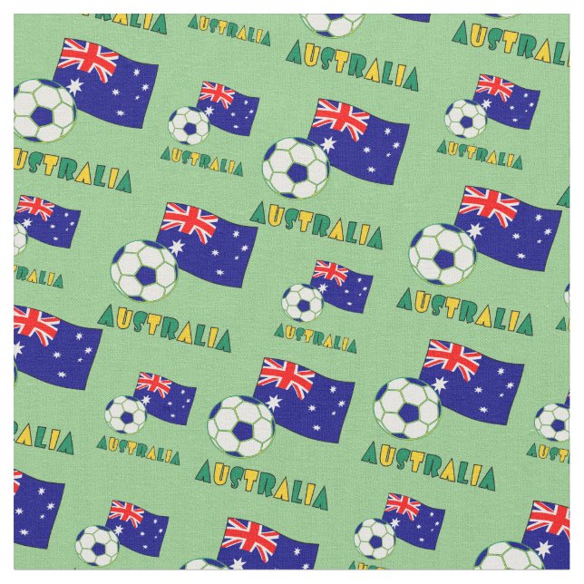 Australischer Fußball-Ball und grüne Flagge Stoff (Nahaufnahme)