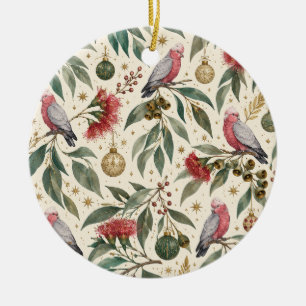 Australischer Galah-Botanischer Weihnachtsbaumschm Keramik Ornament