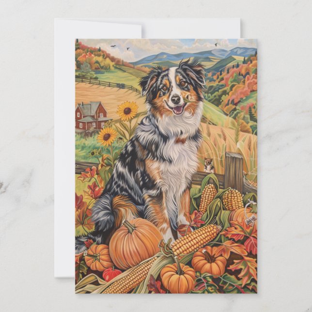 Australischer Hirte Herbsternte Erntedank Feiertagskarte (Vorderseite)