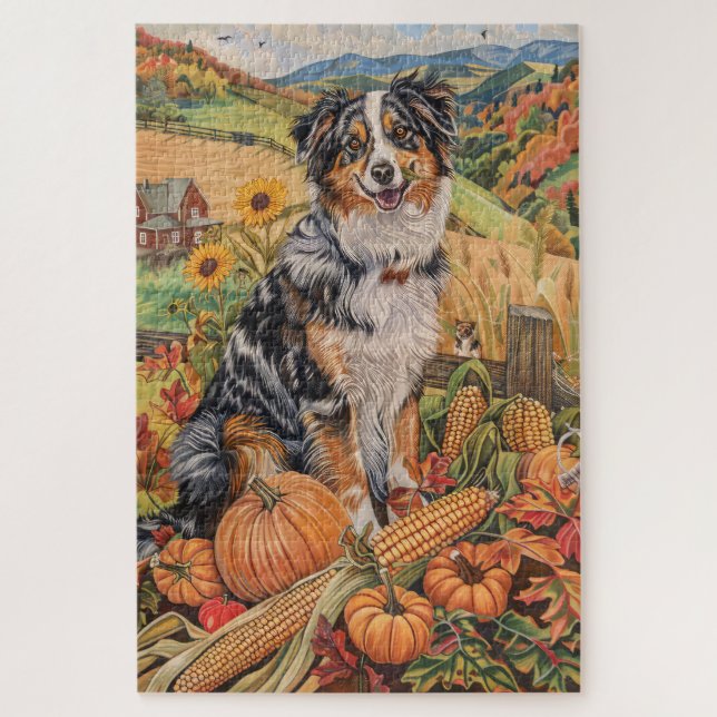 Australischer Hirte Herbsternte Erntedank Puzzle (Vertikal)