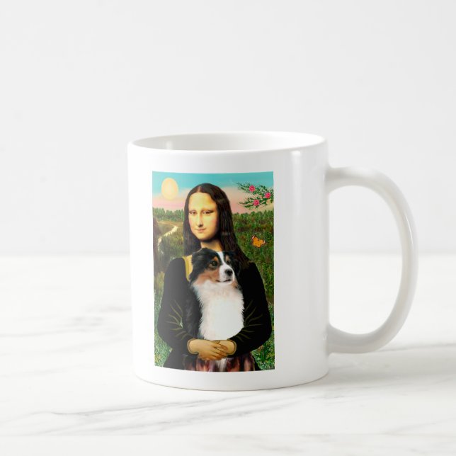 Australischer Hirte (Tri) von Mona Lisa Kaffeetasse (Rechts)