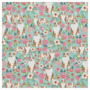 Australischer Hirtenroter Merle Vintage Blumenmust Stoff