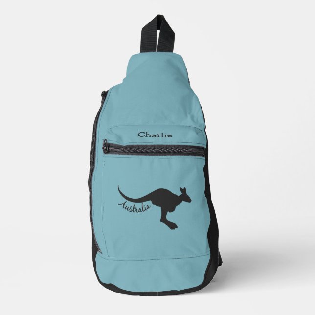 Australischer Kangaroo Individuelle Name & Color Crossbody Bag (Vorderseite)