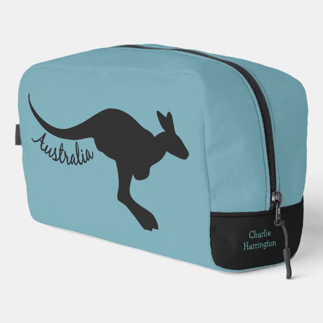 Australischer Kangaroo Individuelle Name & Color Waschbeutel (Rechte Ecke)