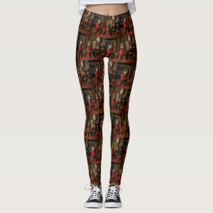 Australischer Kelpie am Kamin Weihnachten Leggings