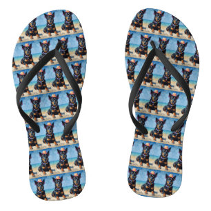 Australischer Kelpie am Strand, Sommergeschenk für Flip Flops